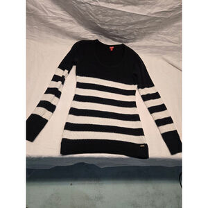 Women's GUESS Black & White Striped Sweater S